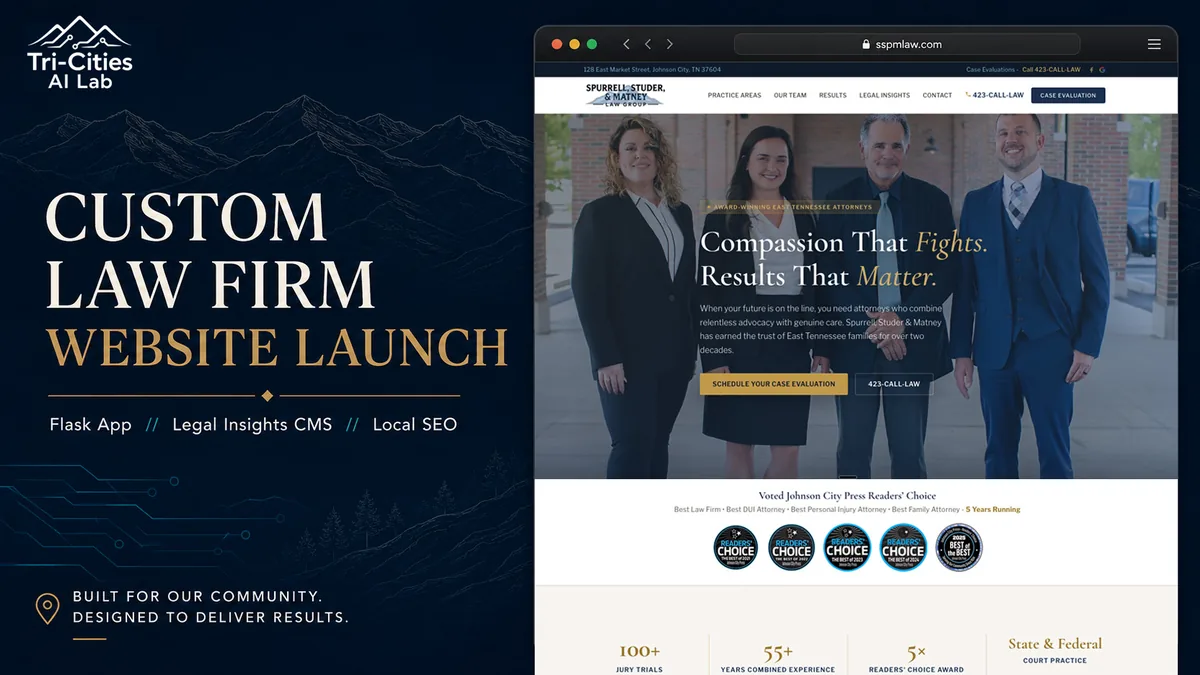 Custom Law Firm Website Launch Tri-Cities AI Lab