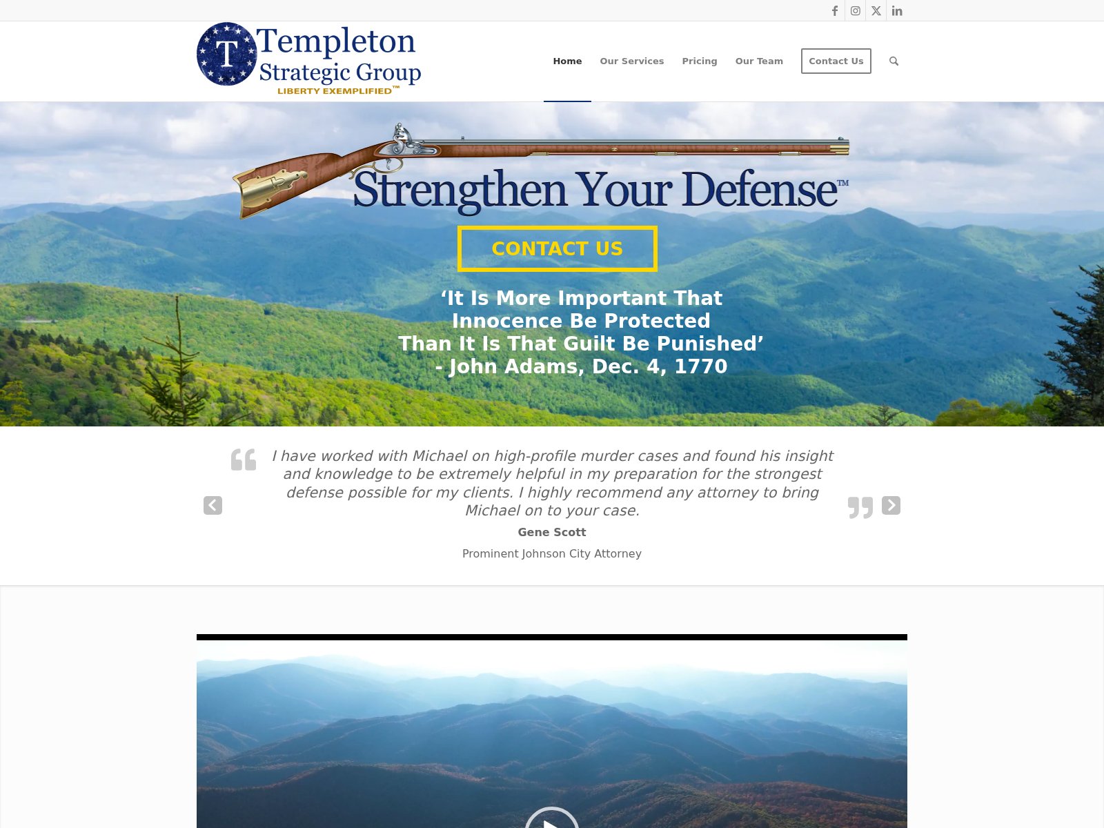Screenshot of the Templeton Strategic Group website homepage